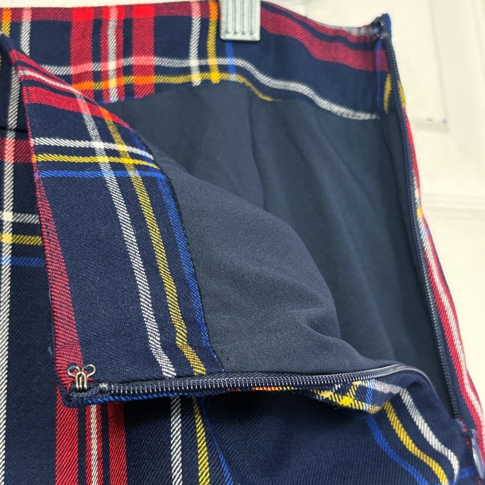 Talbots Preppy Navy Blue & Red Multi Plaid Tartan Wool Mini Skirt 12P - Picture 10 of 15